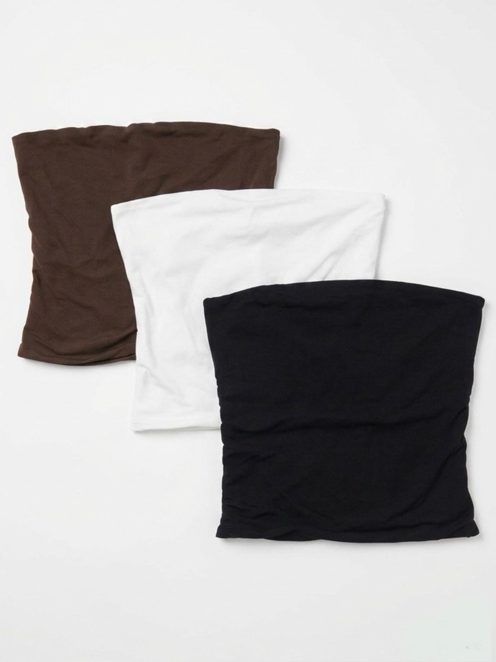 3pc Premium Double-Lined Contour Tube Tops Bundle XS Black, White, Brown